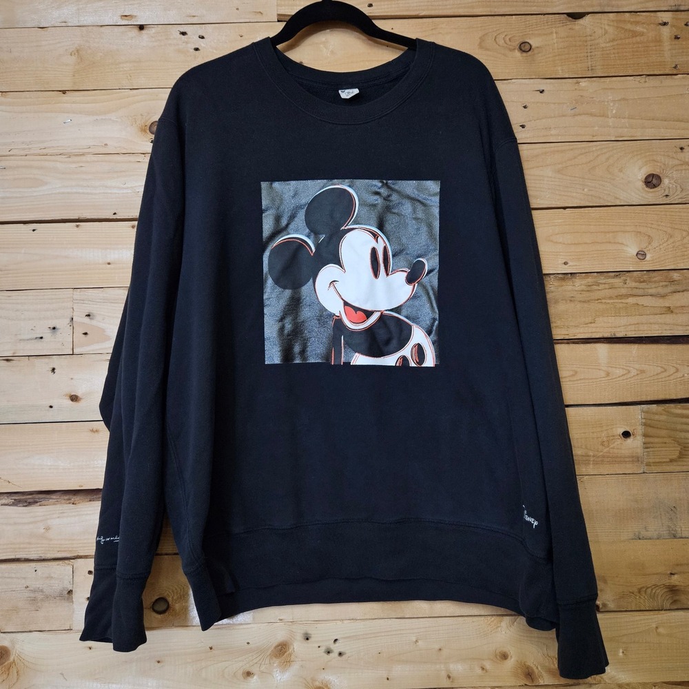 Uniqlo UT Andy Warhol Disney Mickey Mouse Black Crewneck Sweatshirt XXL Pop Art